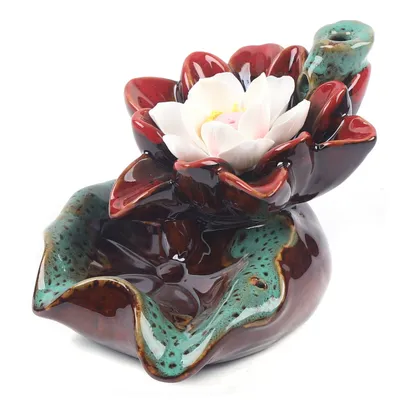 Image de Céramique Lotus cascade retour fumée brûleur d'encens décoratif
