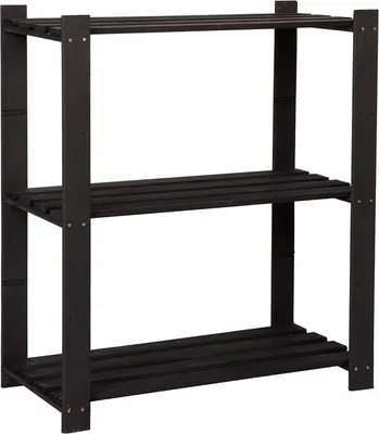 Zdjęcie produktu dla STOLMAK Regał na Buty 80x90x38 cm Sosna Czarna Lite Drewno 3 Półki Szafka na Obuwie