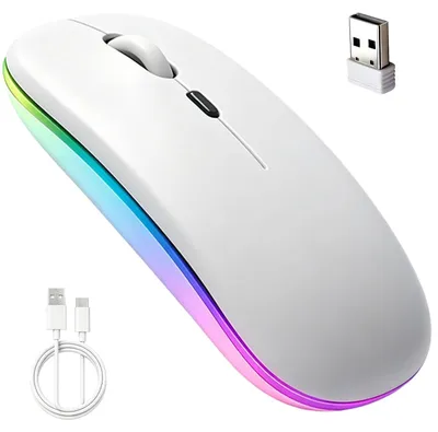 Obrázok produktu pre Bezdrôtová myš Bluetooth s prijímačom BT/GHz-USB, bezdrôtová myš pre notebook, 1200 DPI, optické sledovanie, mini, nabíjacie LED, dvojrežimová myš pre PC a tablet