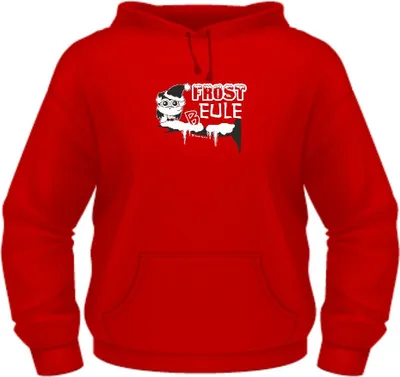 Produktbild von Damen Pullover rot Gr. S Hoodie mit Spruch 'Frosteule'