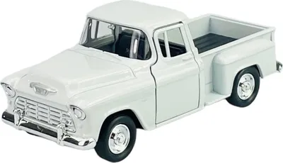 Image de Welly Old Timer 1955 Chevrolet Stepside Pick Up Blanc 1:34-1:39 Modèle réduit en métal moulé sous pression Neuf dans sa boîte 43749
