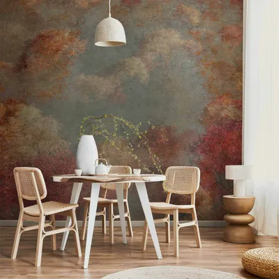 Produktbild von Vlies Fototapete - Nature in autumn - landscape of autumn trees in painted retro style 300x210 cm Blumen b-A-10012-a-a