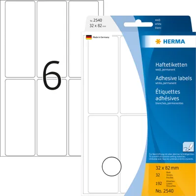 Zdjęcie produktu dla HERMA Vielzwecketiketten weiß 32x82  mm Papier matt 192 St.