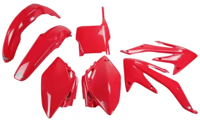 Obrázok produktu pre Sada krytov UFO PLAST, 7-dielna sada plastových krytov pre Honda CRF R 450 cm³, rok výroby 2005 – 2006, farba: červená, OEM 00-26