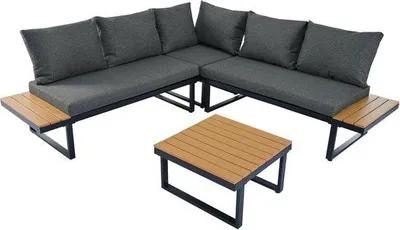 Produktbild von Gartenbank Stahl Teak verstellbar