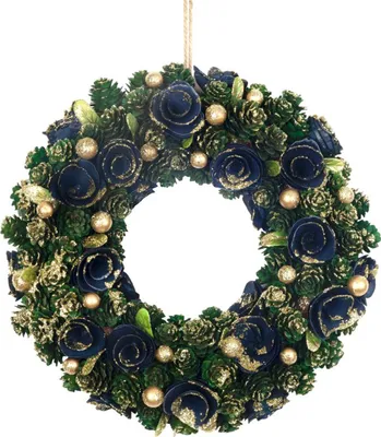 Produktbild von WEIHNACHTSKRANZ MAGICHOME, grün-blau-gold, 29 cm