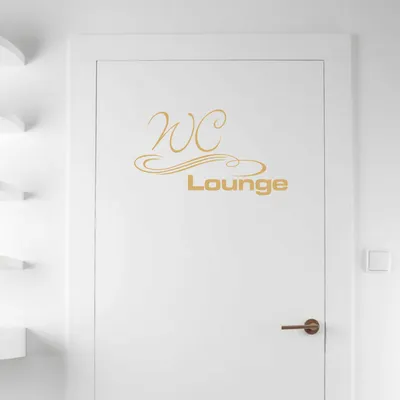 Produktbild von Wandtattoo - Wandaufkleber - Tür- Wandtattoo "WC Lounge" - 30cm x 17cm gold - Dekoration Küche Wohnzimmer Wand