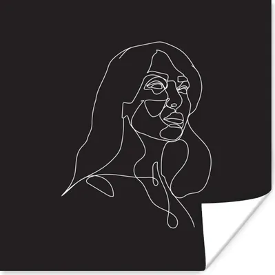 Produktbild von MuchoWow® Poster Frau - Strichzeichnung - Kopf 75x75 cm - Wand Dekoration