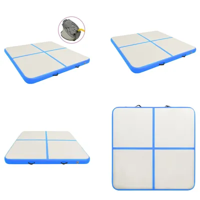Image de vidaXL Tapis de gymnastique gonflable avec pompe 200x200x10 cm PVC Bleu - Tapis de gymnastique - Tapis de gymnastique - Tapis de yoga de gymnastique - Tapis de yoga de gymnastique