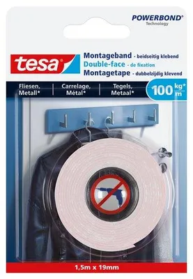 Produktbild von TESA 77747-00000, Montageband, Weiß, 0,19 m, Drinnen, Keramiken, Holz, 1 kg/cm