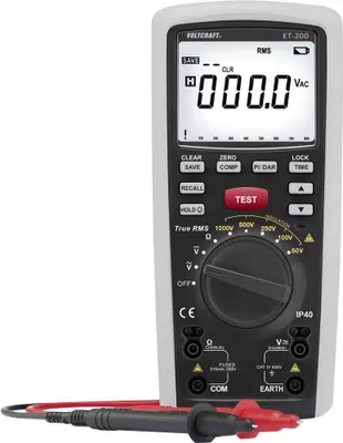 A Voltcraft ET-200 digital multimeter is shown against a white background.