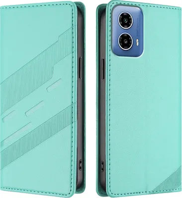 Produktbild von Hülle für Motorola Moto G34/Moto G45, Kunstleder Brieftaschen Handyhülle mit Kartenfach und Standfunktion Türkis