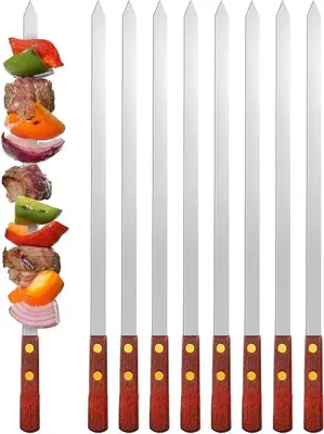 Produktbild von Famanu Grillspieße Flach Edelstahl - 8 Stück - 60 cm - Fleischgabel - Grillzubehör