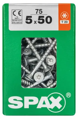 Produktbild von SPAX Universalschraube, Teilgewinde, Senkkopf, T-STAR plus T20, 4CUT, WIROX, 5 x 50 mm, 75 Stück