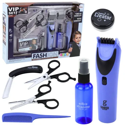 Produktbild von Kleines Friseurset: Haarschneidemaschine, Schere, Zubehör, 10 Teile.