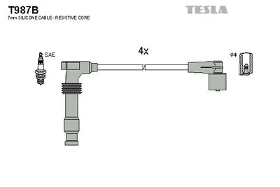 Obrázok produktu pre TESLA T987B Sada káblov zapaľovania Sada káblov zapaľovania pre OPEL Tigra Coupe (S93)