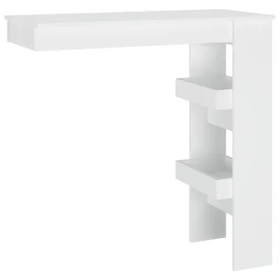 A white wall-mounted bar table with shelves.