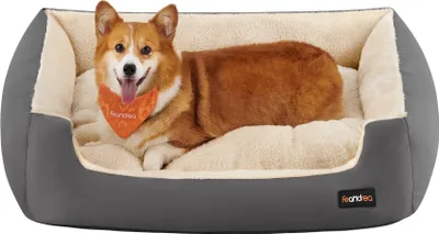 Produktbild von FEANDREA Hundebett, Hundekorb mit Wendekissen, 85 x 65 x 21 cm, grau