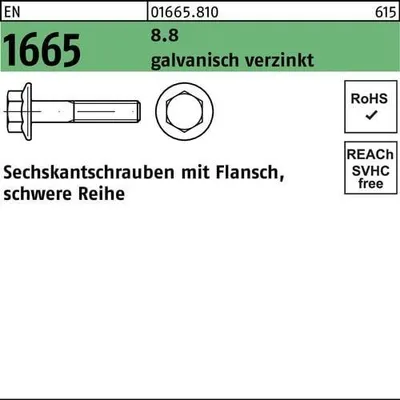 Produktbild von Reyher  Sechskantschrauben EN 1665 8.8 M 16 x 40 galv. vz (50 Stück)