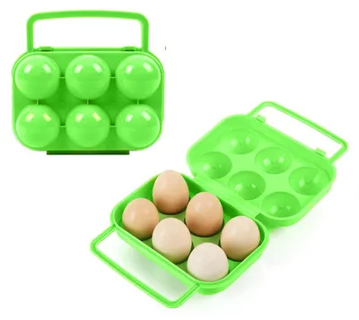Eierbox aus Kunststoff, 2er-Set, 6 Fächer, klappbar, grün