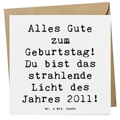Produktbild von Mr. & Mrs. Panda Glückwunschkarte Spruch 2011 Geburtstag - Weiß - Geschenk, Geburtstagsgeschenk, Jubiläum, besondere Botschaft, doppelkarte, anlasskarte, Grußkarte