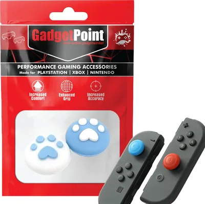 Produktbild von Thumbgrips - Thumb Grips voor Nintendo Switch Joy-Con Controllers - Gaming Thumbgrips - Performance Anti-Slip Thumbsticks - Bescherming Accessoires - Pootjes - Lichtblauw & Wit -