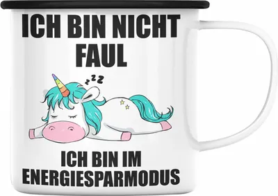 Produktbild von Trendation - Faule Kollegin Geschenk Arbeitskollege Lustige Emaille Tasse mit Sprüchen (Schwarz)
