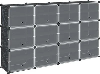 Produktbild von vidaXL Regalsystem mit 12 Würfeln und Türen Schwarz PP