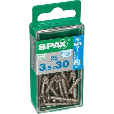 Immagine prodotto di Set di 25 viti SPAX in acciaio inox testa svasata torx, Diam.3,5 mm x L.30 mm