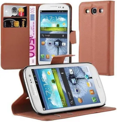 Produktbild von Cadorabo Hülle für Samsung Galaxy S3 / S3 NEO Schutz Hülle in Braun Handyhülle Etui Case Cover Magnetverschluss