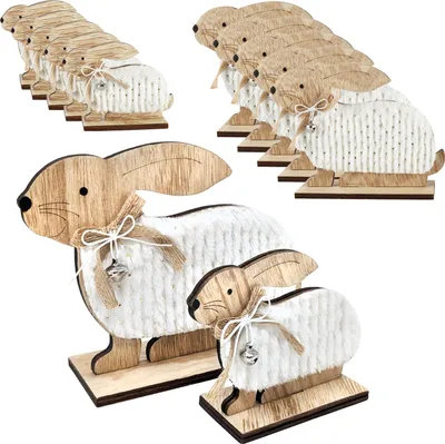 Produktbild von COM-FOUR® 12x Deko Aufsteller für Ostern - Kleiner und großer Osterhase hockend