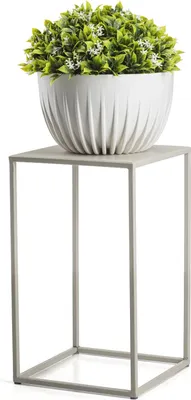 Image de HowHomely Support pour plantes beige Support pour fleurs 24x24x40 cm Support pour fleurs en métal