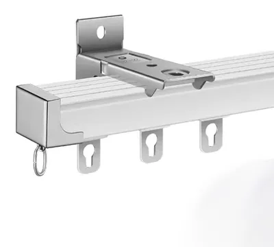 Produktbild von Vorhangschiene Aluminium 2.4m Wandmontage mit Rollen und Haken