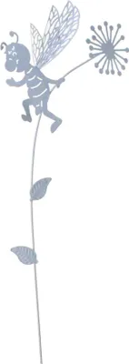 Produktbild von Blumenstecker Biene Metall L39cm Pflanzenstecker Gartenstecker Deko Stecker, Farbe:weiß