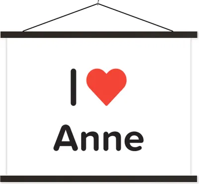 Produktbild von MuchoWow® Textilposter Ich liebe - Anne - Mädchen 150x113 cm mit schwarzem Rahmen - Wohnzimmer