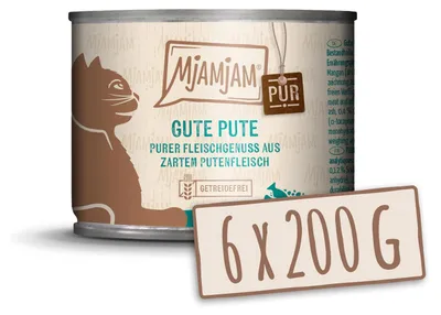 Produktbild von MjAMjAM Purer Fleischgenuss - gute Pute pur, Adult, jede Rasse, Truthahn, 200 g, Getreidefrei