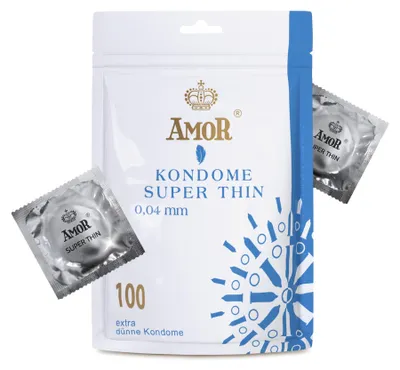 Immagine prodotto di AMOR Preservativo Premium Super Thin extra sottili con spessore di 004 mm Ø 53 mm confezione da 100