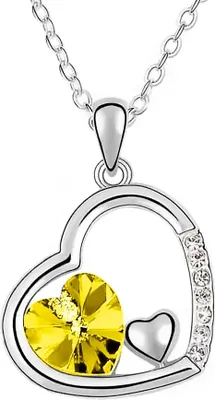 Produktbild von Halskette Herz Damen 3 Herzen Doppelherz mit Zirkonia Kristall Strass Silber gelb