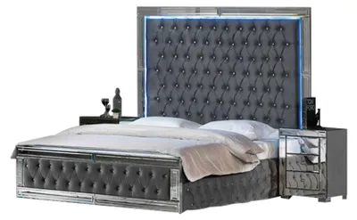 Produktbild von Designer Chesterfield Doppelbett 2x Nachttische Schlafzimmer 3tlg Set