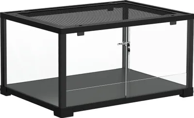 Produktbild von Reptilien-Terrarium, 86 Liter Vivarium mit Schiebetür, verschließbar, für Echsen, Insekten, Spinnen, Geckos, 60 x 45 x 32 cm, Schwarz