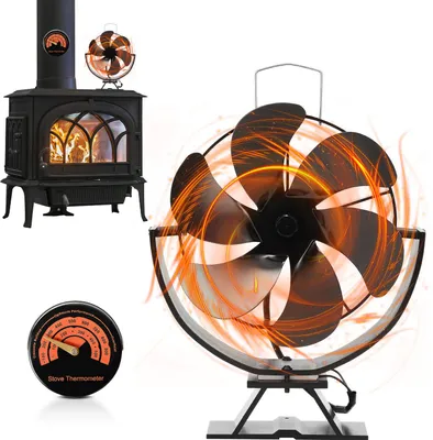 Obrázek produktu pro Jayseuw Komínový ventilátor se 6 lopatkami Ventilátor na kamna Ventilátor na kamna Elektrický ventilátor na kamna Krbový ventilátor na dřevo/krb/krbová kamna/komínová kamna