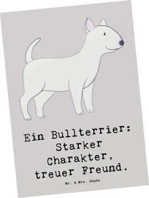 Produktbild von Mr. & Mrs. Panda Postkarte Bullterrier Freund - Grau Pastell - Geschenk, Hunderassen Pflege, spruchkarte, Mut, Vierbeiner, Fotokarte, Postkarten, Vielfalt, Hund, Treue