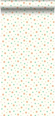 Immagine prodotto di Carta da parati ESTAhome fiori verde lime e arancio - 114635 - 53 cm x 10,05 m