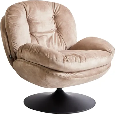 Produktbild von BELIANI Sessel Sandbeige Samt Gesteppt mit Drehfunktion Dicke Polsterung ohne Armlehnen Retro Wohnzimmer Schlafzimmer Flur Ausstattung Sitzmöbel