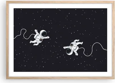 Produktbild von Gerahmtes Poster - Rahmen in heller Eiche - Cartoon Astronauten Kosmos - 70x50 cm - Wand Bild - Wanddeko - Wandbilder - Kunstposter - Wandposter - Bilderrahmen - Bilder - Kunstdruck - P2NAA70x50-4867