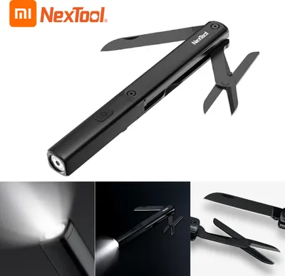 Obrázek produktu pro NEXTOOL Multifunkční pero Nástroje 3-v-1 Svítilna Nůž Nůžky USB Dobíjecí IPX4 Vodotěsné přenosné nástroje