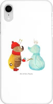 Produktbild von Mr. & Mrs. Panda Iphone XR Handyhülle Nachtfalter Schneemann - Weiß - Geschenk, Weihnachtsgruß, Premium Kunststoff, Winterzeit, Schnee, Weihnachten, Handy Case, Winter