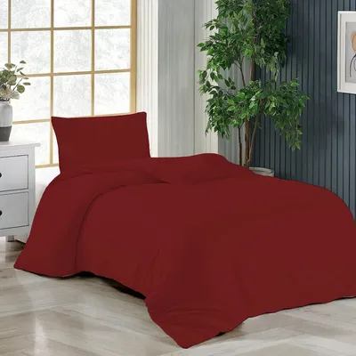 Produktbild von Bettwäsche 140x200 + 80x80 cm Kirschrot Bettbezug Baumwolle, 2-teilig