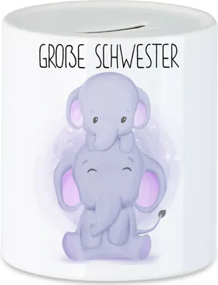 Produktbild von Große Schwester Spardose Geschwisterliebe Sister Elefant Geborgenheit Beschützer Welt Liebe Familie Schwestern