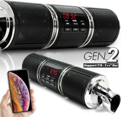 Zdjęcie produktu dla Wodoodporny motocyklowy głośnik stereo Bluetooth, odtwarzacz muzyki MP3, system audio, radio USB-AUX-SD
